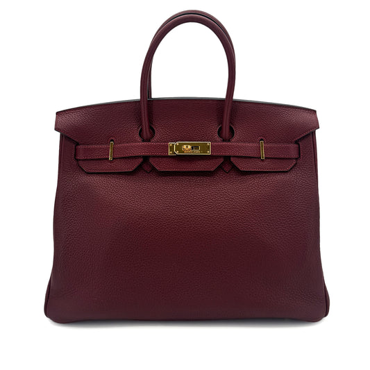 HERMES BIRKIN 35 ROUGE H TAURILLON CLEMENCE HAND BAG □G GHW 90289033