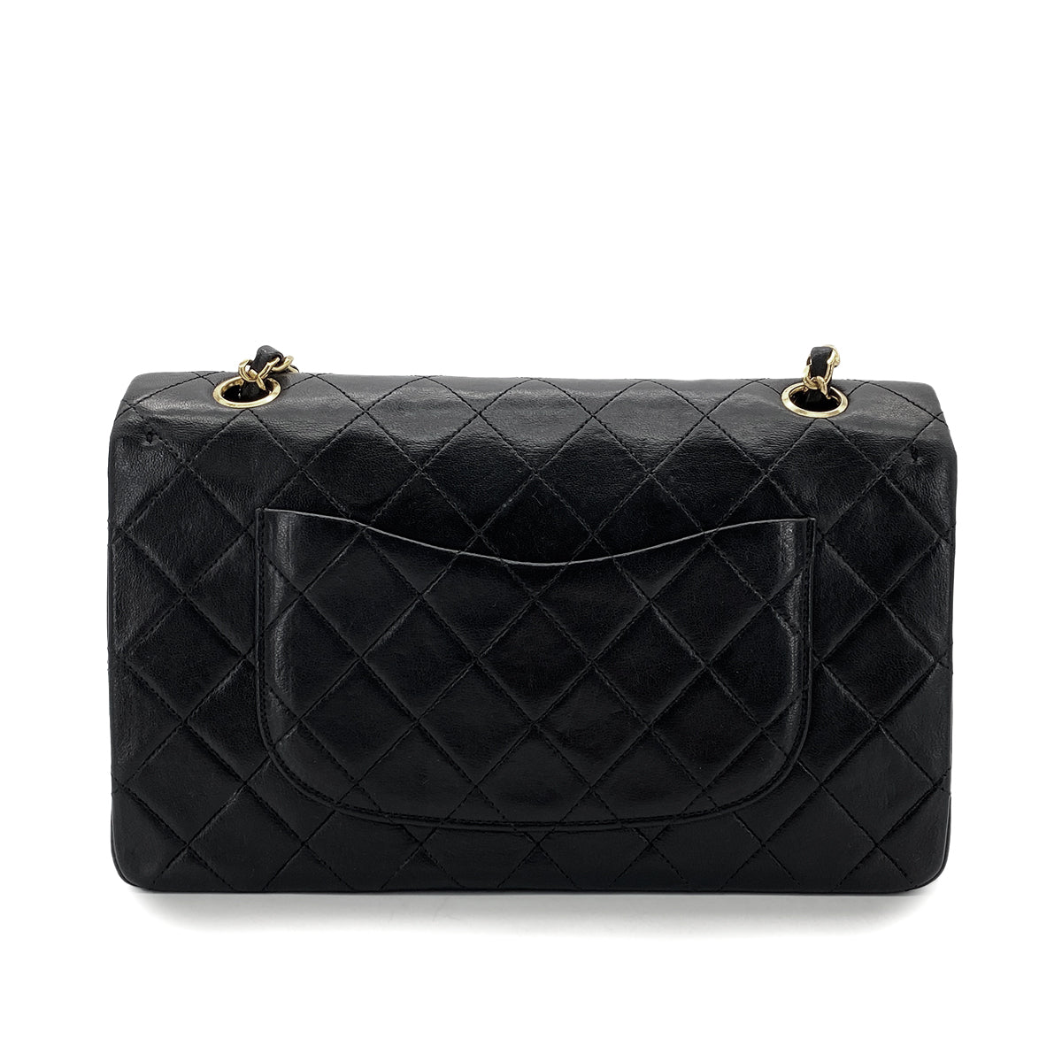 CHANEL VINTAGE CLASSIC FLAP MEDIUM CHAIN SHOULDER BAG BLACK LAMB SKIN 90289052