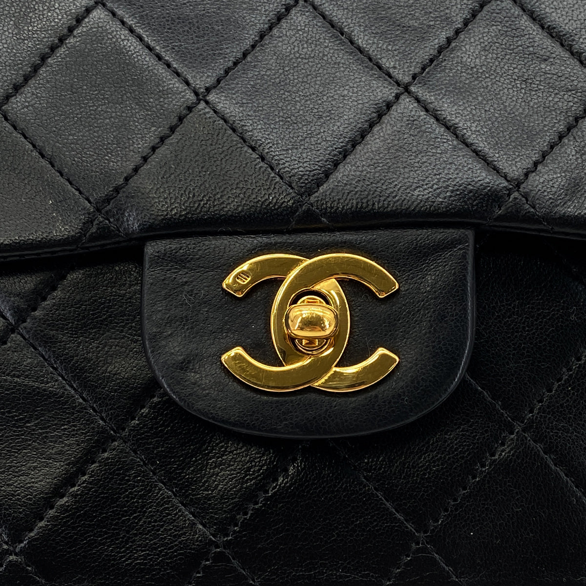 CHANEL VINTAGE CLASSIC FLAP MEDIUM CHAIN SHOULDER BAG BLACK LAMB SKIN 90289052