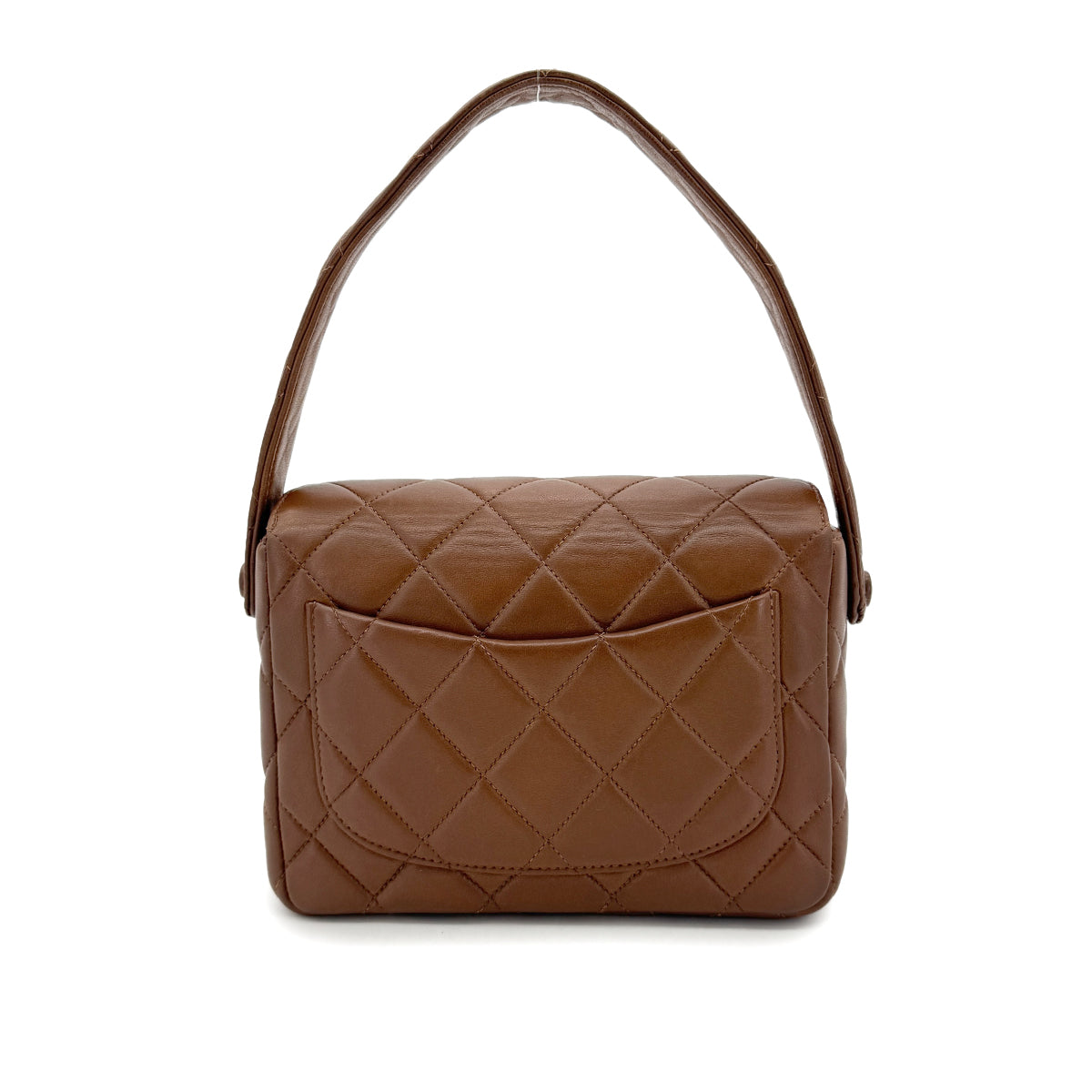 CHANEL VINTAGE MATELASSE HAND BAG BROWN LAMB SKIN 90289055
