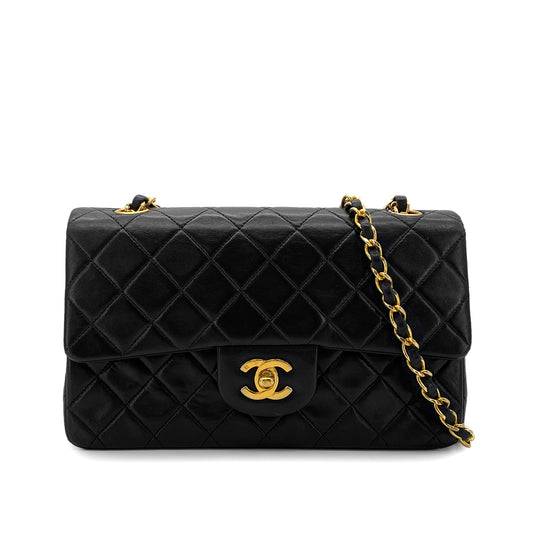 CHANEL VINTAGE CLASSIC FLAP SMALL CHAIN SHOULDER BAG BLACK LAMB SKIN 90289064