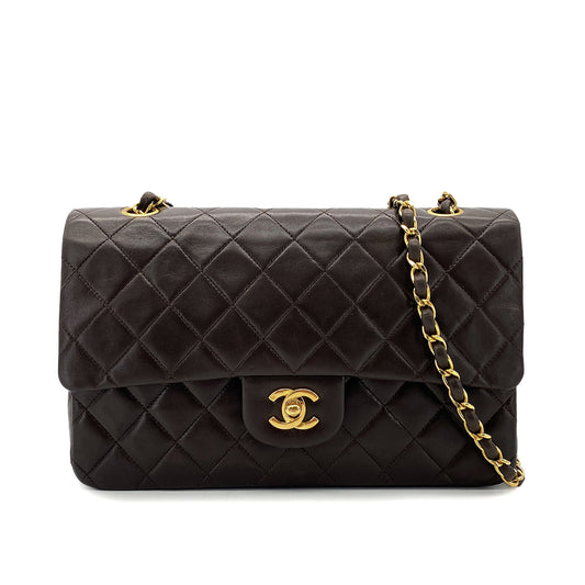 CHANEL VINTAGE CLASSIC FLAP MEDIUM CHAIN SHOULDER BAG BRWON LAMB SKIN 90289066