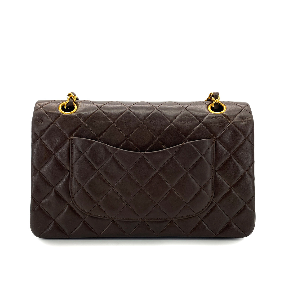 CHANEL VINTAGE CLASSIC FLAP MEDIUM CHAIN SHOULDER BAG BRWON LAMB SKIN 90289066