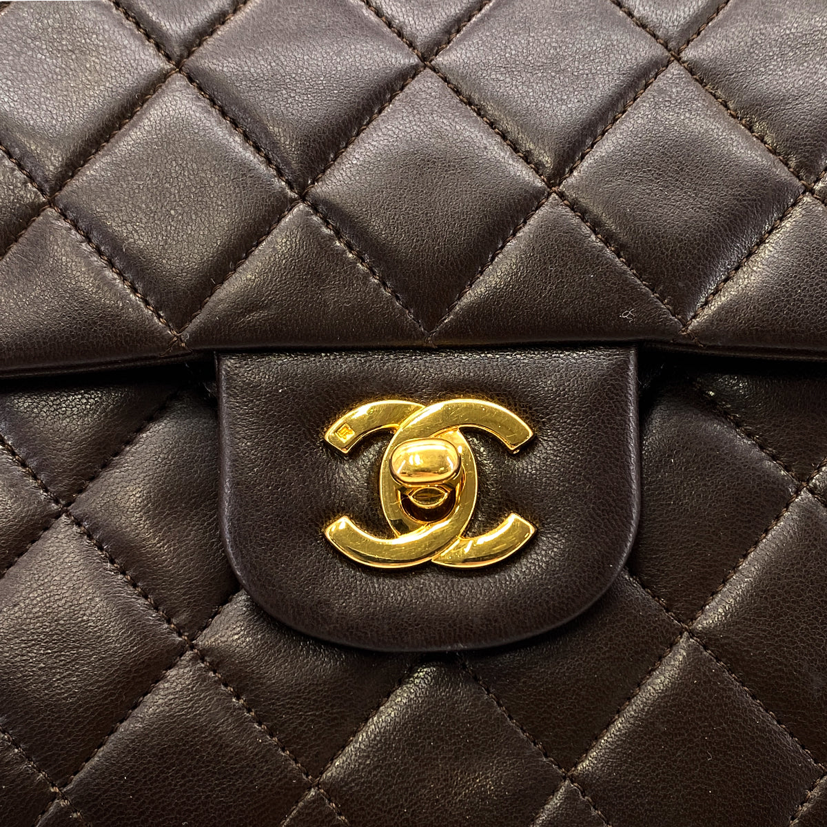 CHANEL VINTAGE CLASSIC FLAP MEDIUM CHAIN SHOULDER BAG BRWON LAMB SKIN 90289066