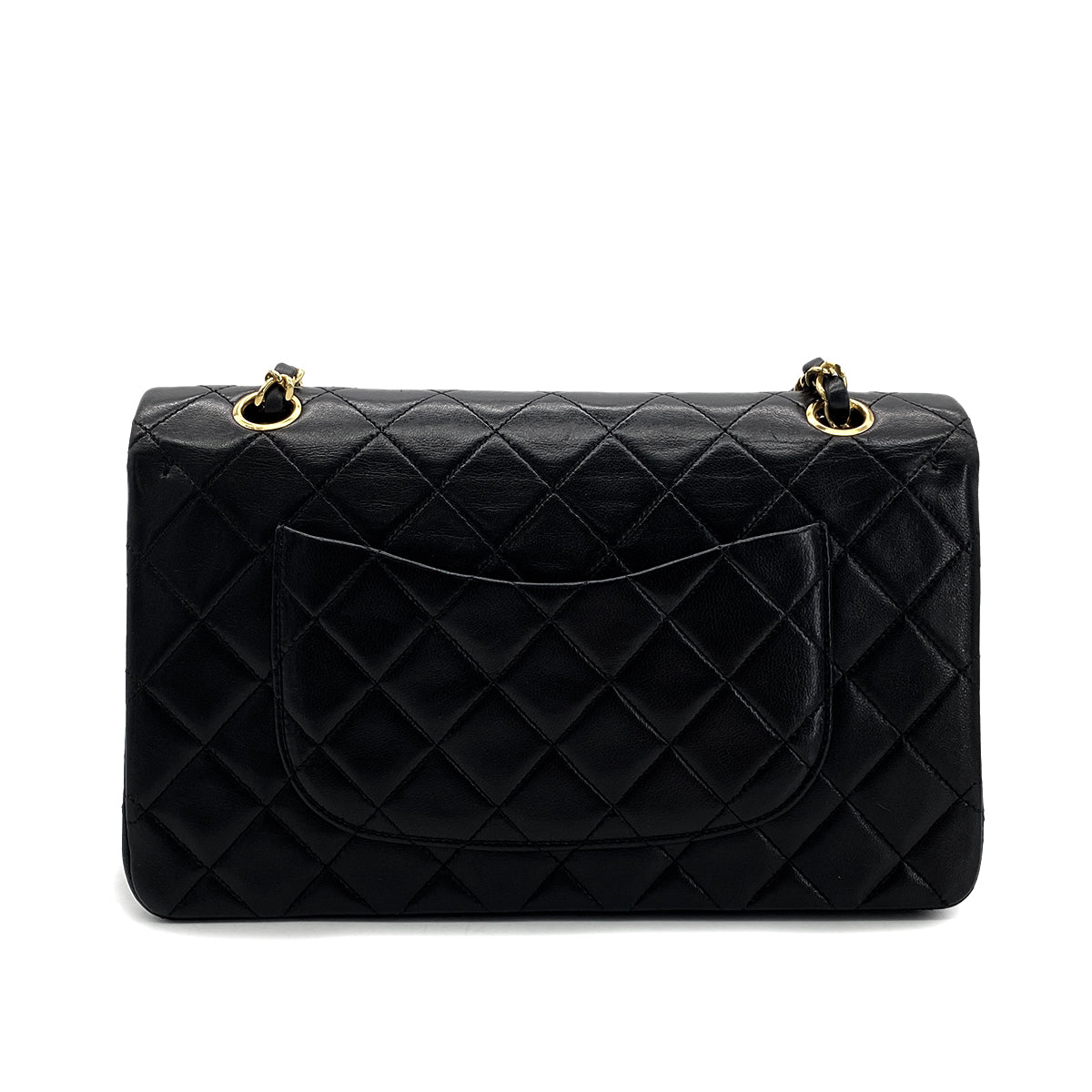CHANEL VINTAGE CLASSIC FLAP MEDIUM CHAIN SHOULDER BAG BLACK LAMB SKIN 90289073