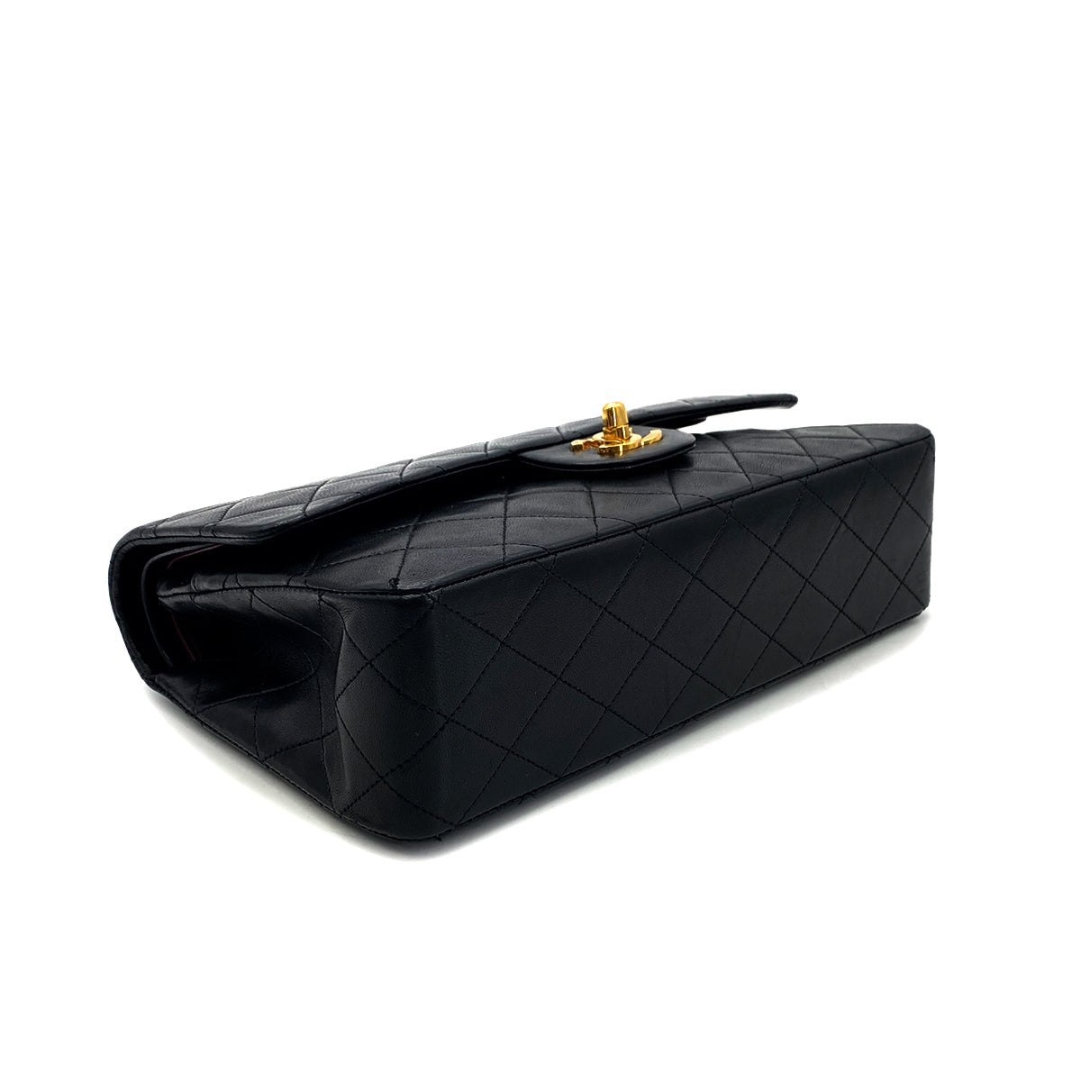 CHANEL VINTAGE CLASSIC FLAP MEDIUM CHAIN SHOULDER BAG BLACK LAMB SKIN 90289073