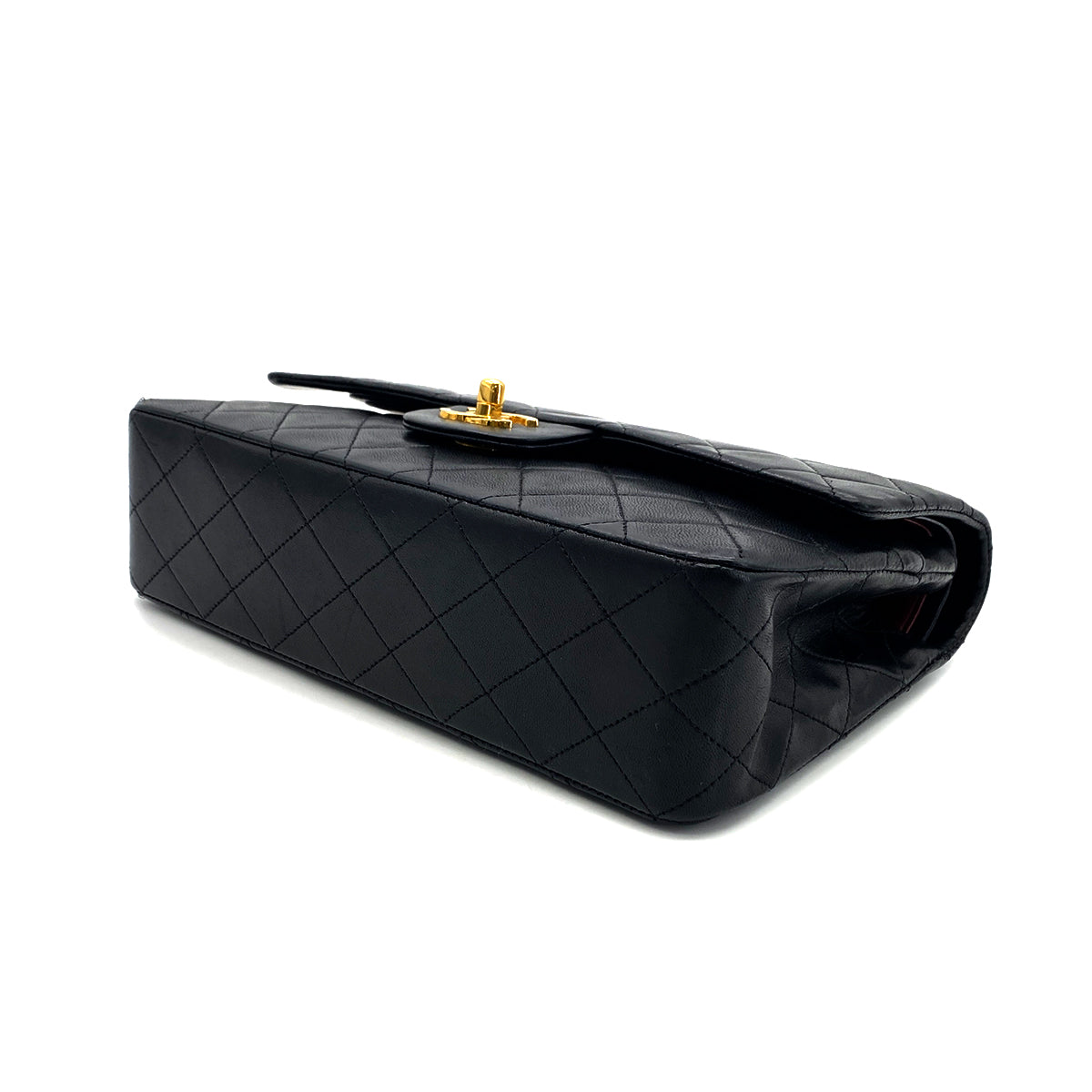 CHANEL VINTAGE CLASSIC FLAP MEDIUM CHAIN SHOULDER BAG BLACK LAMB SKIN 90289073
