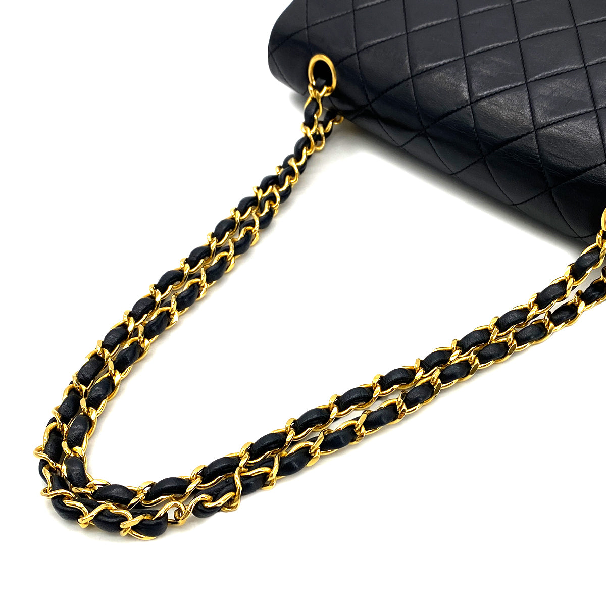 CHANEL VINTAGE CLASSIC FLAP MEDIUM CHAIN SHOULDER BAG BLACK LAMB SKIN 90289073