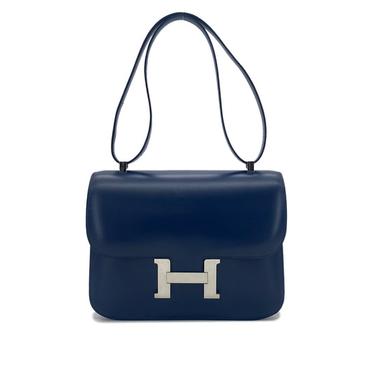 HERMES CONSTANCE 25 BLUE ROY BOXCALF SHOULDER BAG □E SHW 90289350