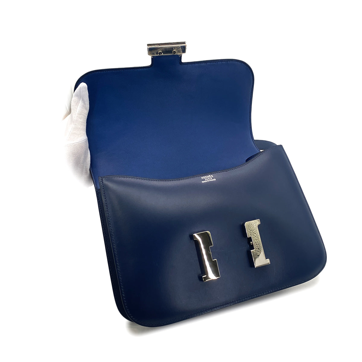 HERMES CONSTANCE 25 BLUE ROY BOXCALF SHOULDER BAG □E SHW 90289350