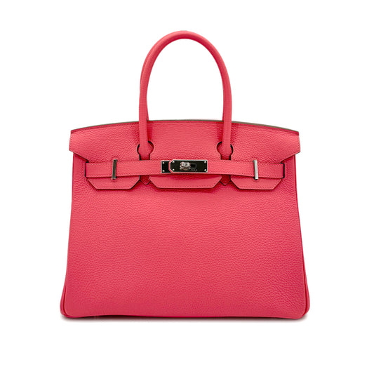 HERMES BIRKIN 30 ROSE LIPSTICK TOGO HAND BAG □Q SHW 90289351