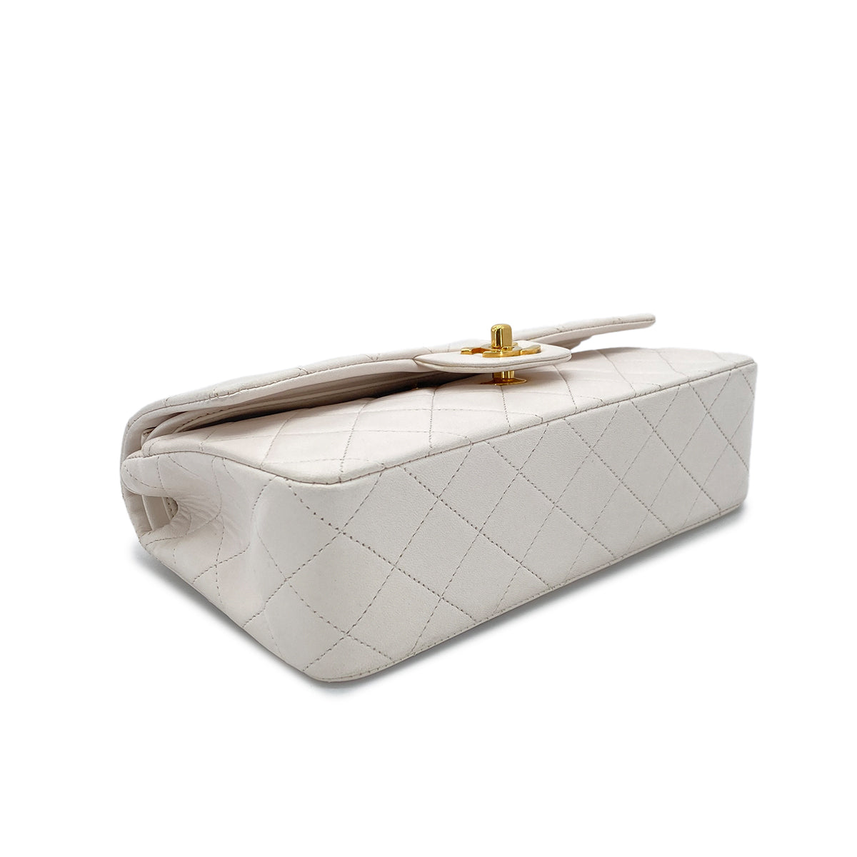 CHANEL VINTAGE CLASSIC FLAP SMALL CHAIN SHOULDER BAG WHITE LAMB SKIN 90289353