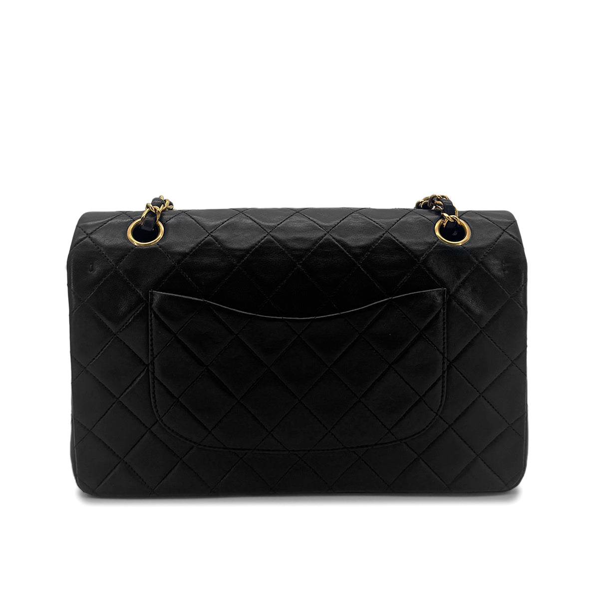 CHANEL VINTAGE CLASSIC FLAP MEDIUM CHAIN SHOULDER BAG BLACK LAMB SKIN 90289354