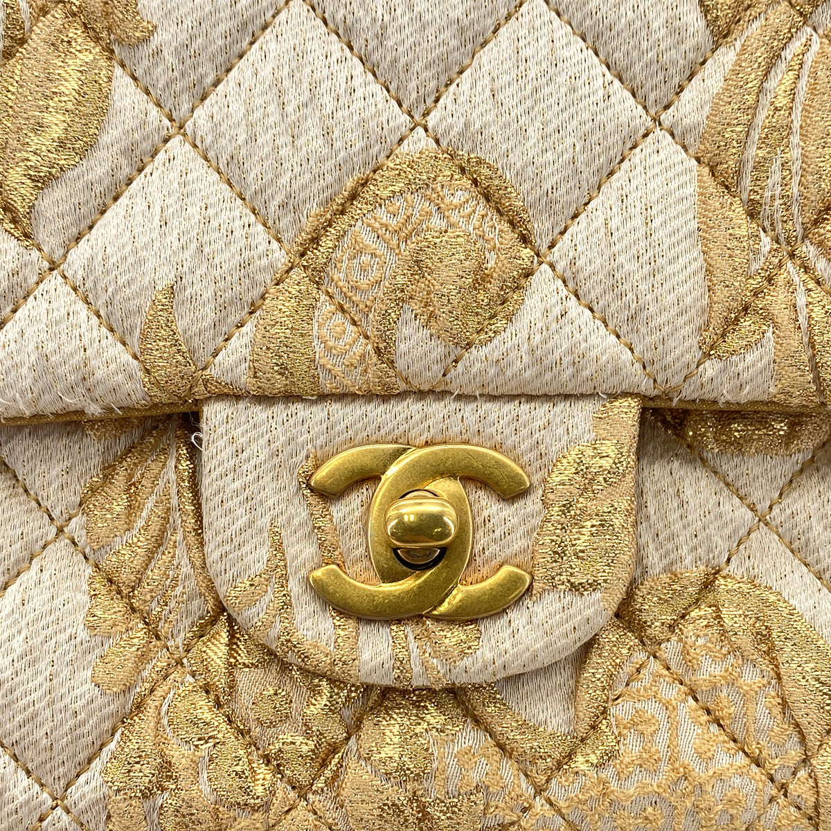 CHANEL MATELASSE CHAIN SHOULDER BAG GOLD JACQUARD 90289357