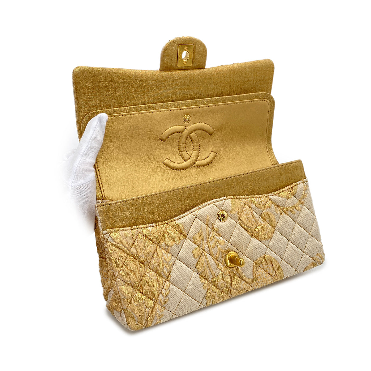 CHANEL MATELASSE CHAIN SHOULDER BAG GOLD JACQUARD 90289357