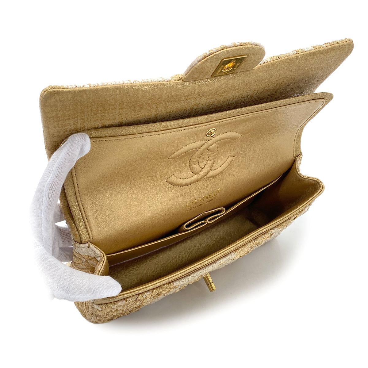 CHANEL MATELASSE CHAIN SHOULDER BAG GOLD JACQUARD 90289357