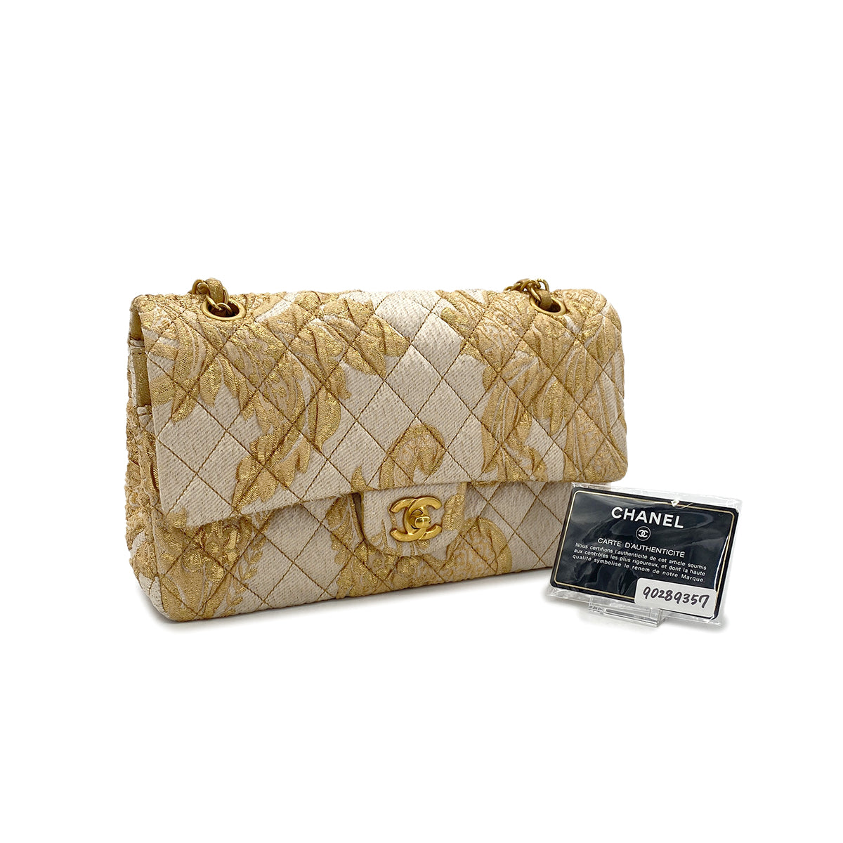 CHANEL MATELASSE CHAIN SHOULDER BAG GOLD JACQUARD 90289357