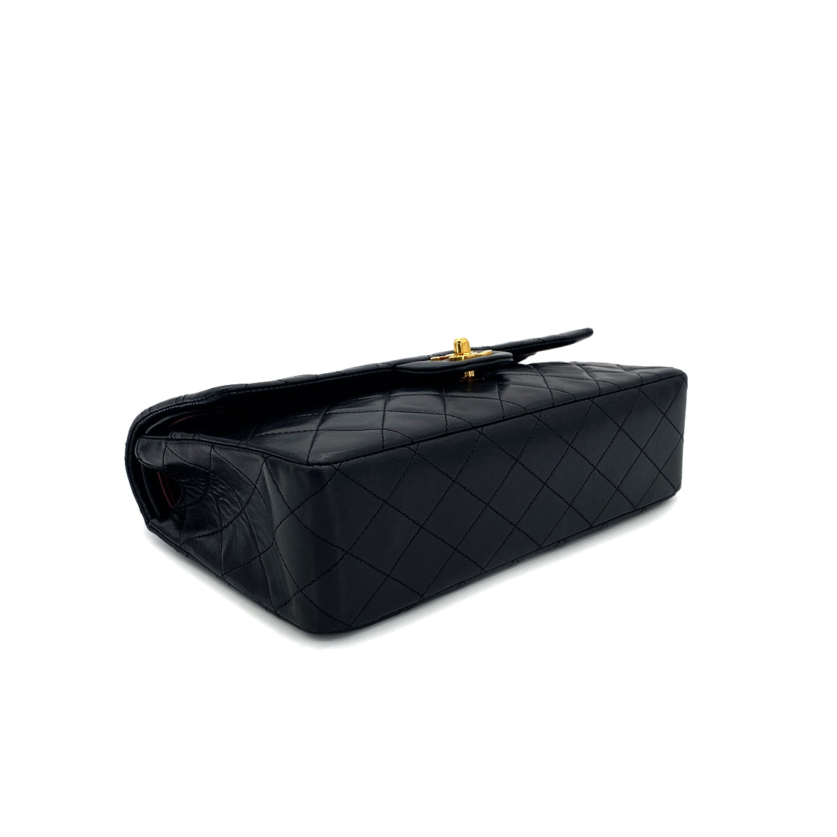 CHANEL VINTAGE CLASSIC FLAP MEDIUM CHAIN SHOULDER BAG BLACK LAMB SKIN 90289360