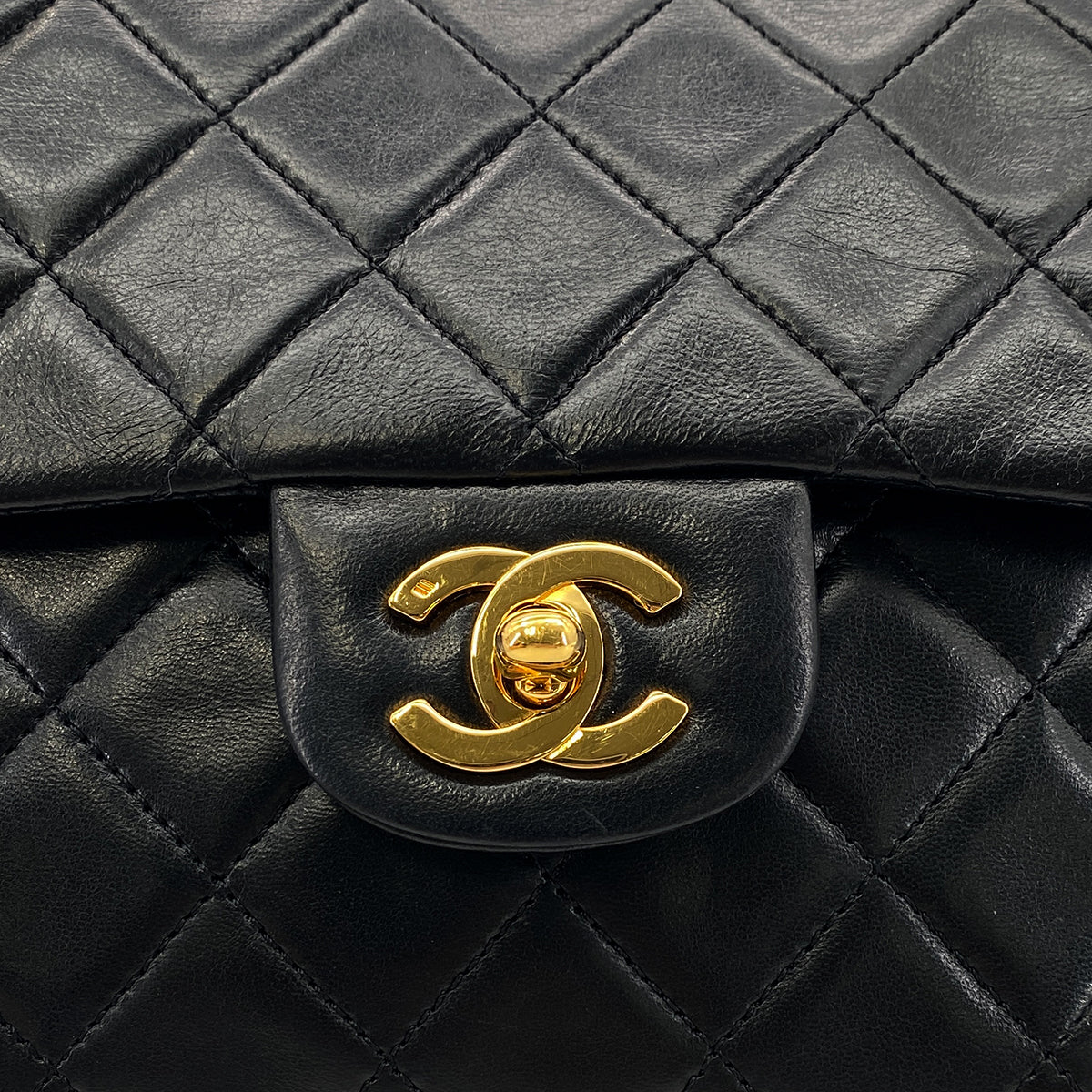 CHANEL VINTAGE CLASSIC FLAP MEDIUM CHAIN SHOULDER BAG BLACK LAMB SKIN 90289360