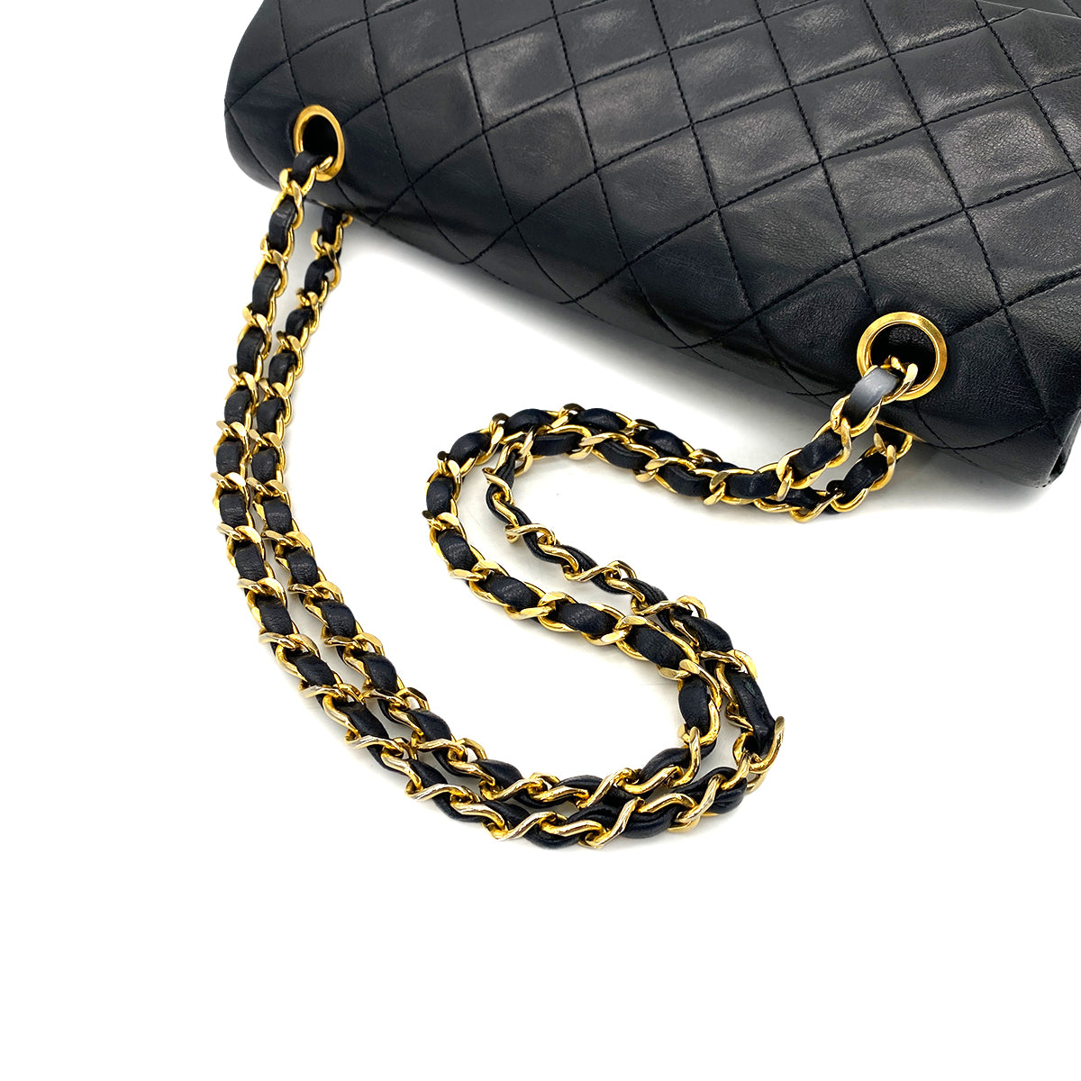 CHANEL VINTAGE CLASSIC FLAP MEDIUM CHAIN SHOULDER BAG BLACK LAMB SKIN 90289360