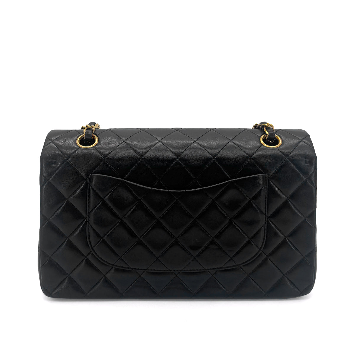 CHANEL VINTAGE CLASSIC FLAP MEDIUM CHAIN SHOULDER BAG BLACK LAMB SKIN 90289361