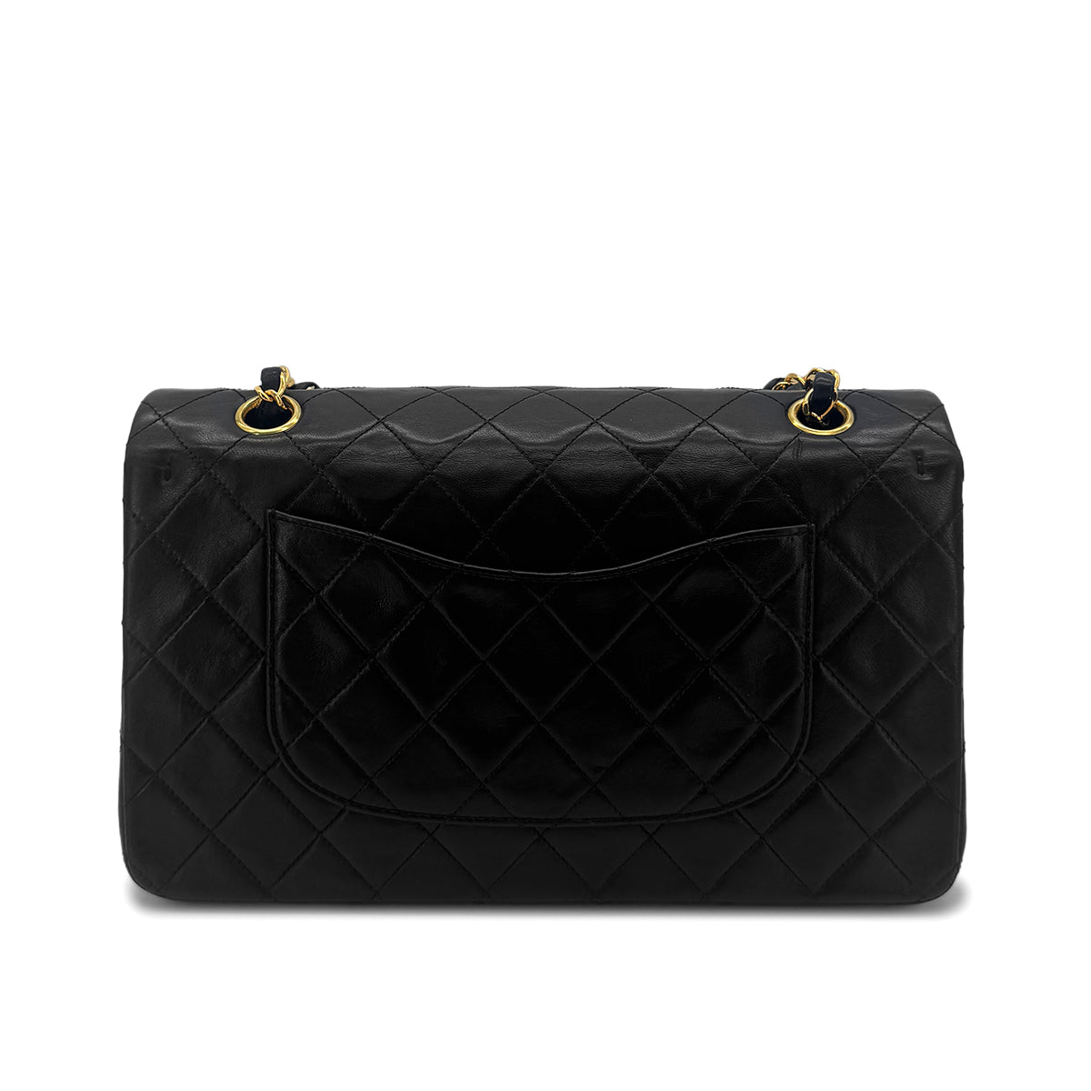CHANEL VINTAGE CLASSIC FLAP MEDIUM CHAIN SHOULDER BAG BLACK LAMB SKIN 90289364