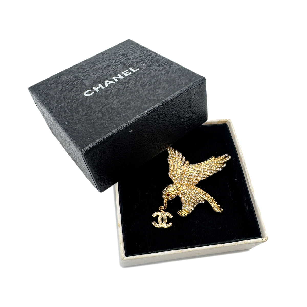 CHANEL EAGLE COCOMARK BROOCH RHINESTONE ACCESSORY GOLD 01P 90289369
