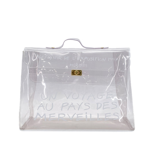 HERMES VINYL KELLY SOUVENIR DE L' EXPOSITION 1997 CLEAR HAND BAG 90289524
