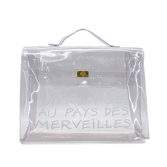 HERMES VINYL KELLY SOUVENIR DE L' EXPOSITION 1997 CLEAR HAND BAG 90289525