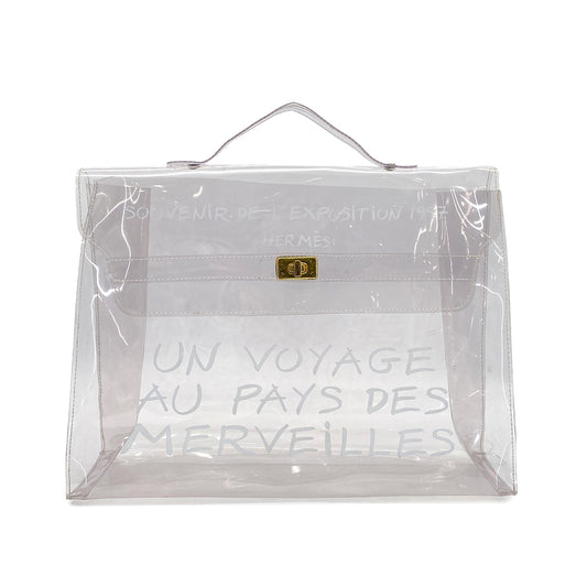 HERMES VINYL KELLY SOUVENIR DE L' EXPOSITION 1997 CLEAR HAND BAG 90289533