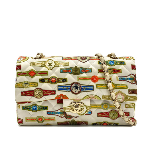 CHANEL MATELASSE CUBA COLLECTION CHAIN SHOULDER BAG BEIGE MULTICOLOR SATIN 90289539