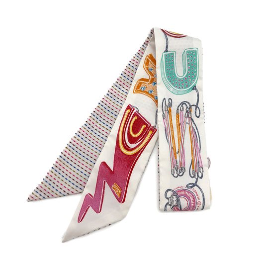HERMES TWILLY CHEVALOSCOPE NEON SCARF MULTICOLOR SILK 90289544