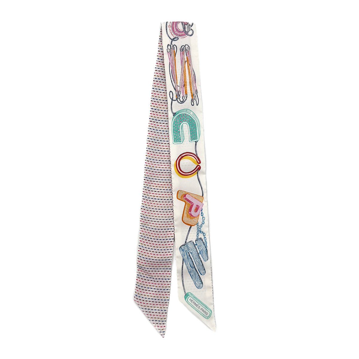 HERMES TWILLY CHEVALOSCOPE NEON SCARF MULTICOLOR SILK 90289544