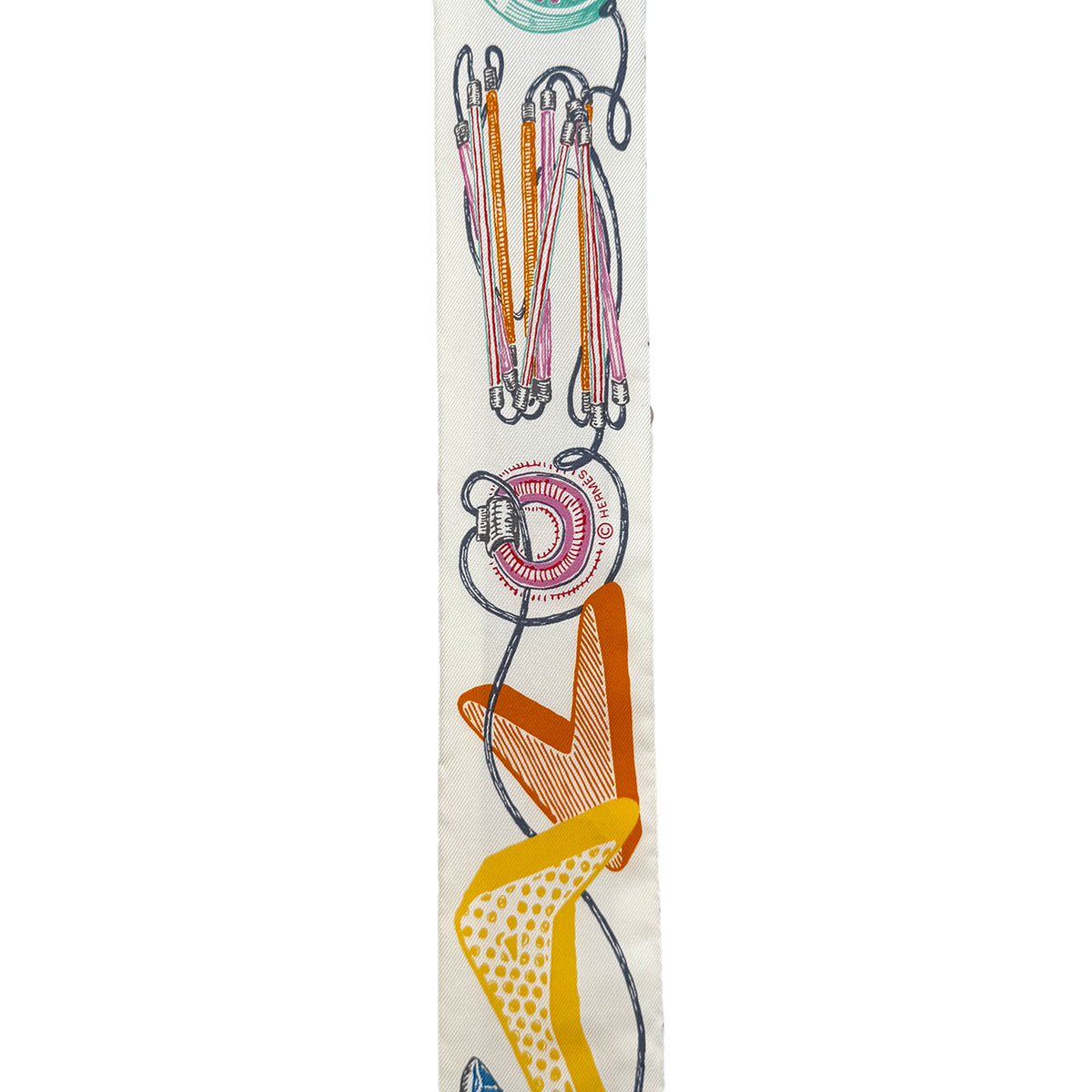 HERMES TWILLY CHEVALOSCOPE NEON SCARF MULTICOLOR SILK 90289544
