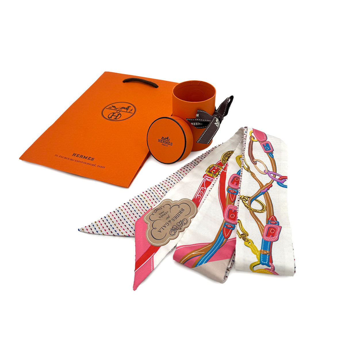 HERMES TWILLY LONG SCARF BRIDES de GALA MULTICOLOR SILK 90289545