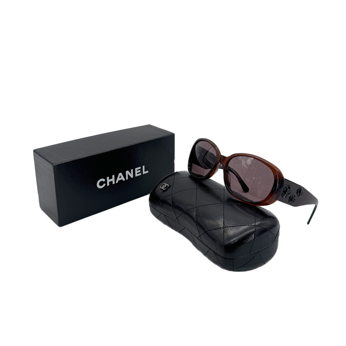 CHANEL SUNGLASSES CAMELLIA COCOMARK BROWN EYEWEAR 90289546
