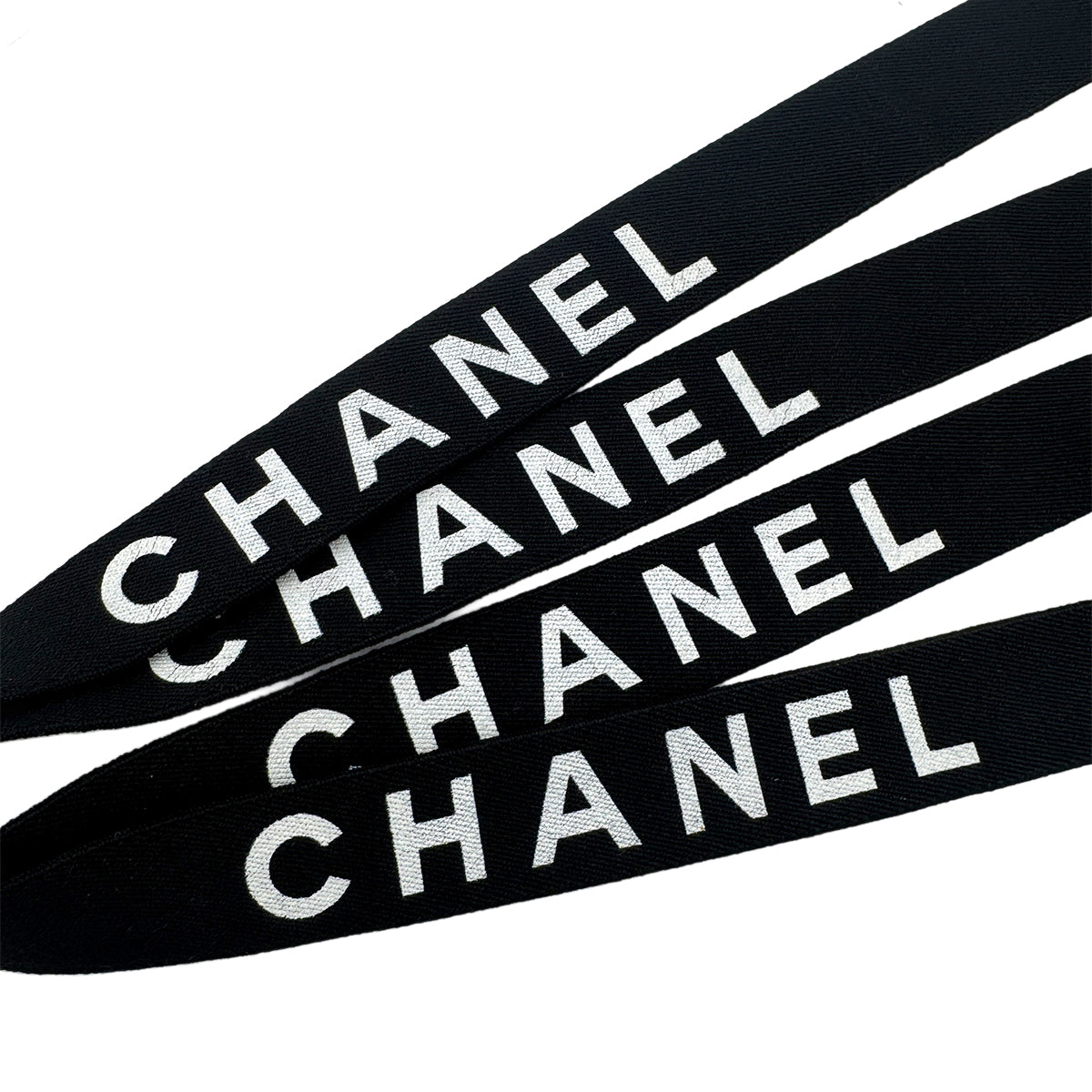 CHANEL VINTAGE SUSPENDER LOGO BLACK WHITE CANVAS LEATHER 90289548