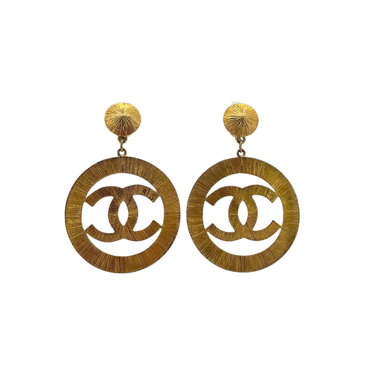 CHANEL VINTAGE EARRINGS COCOMARK CIRCLE SWING GOLD ACCESSORY 27 90289549