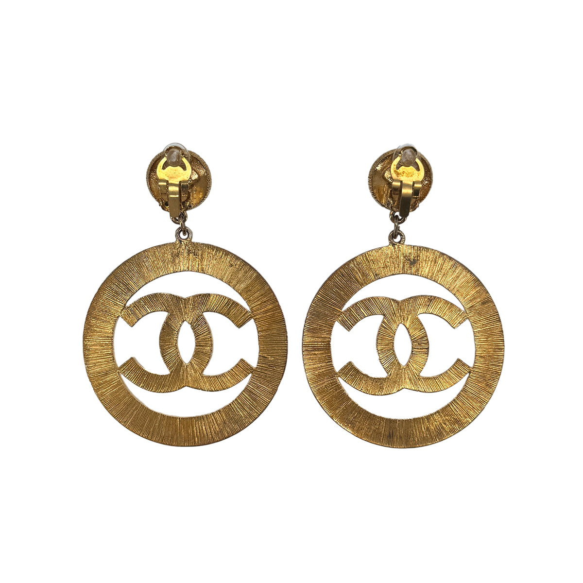 CHANEL VINTAGE EARRINGS COCOMARK CIRCLE SWING GOLD ACCESSORY 27 90289549