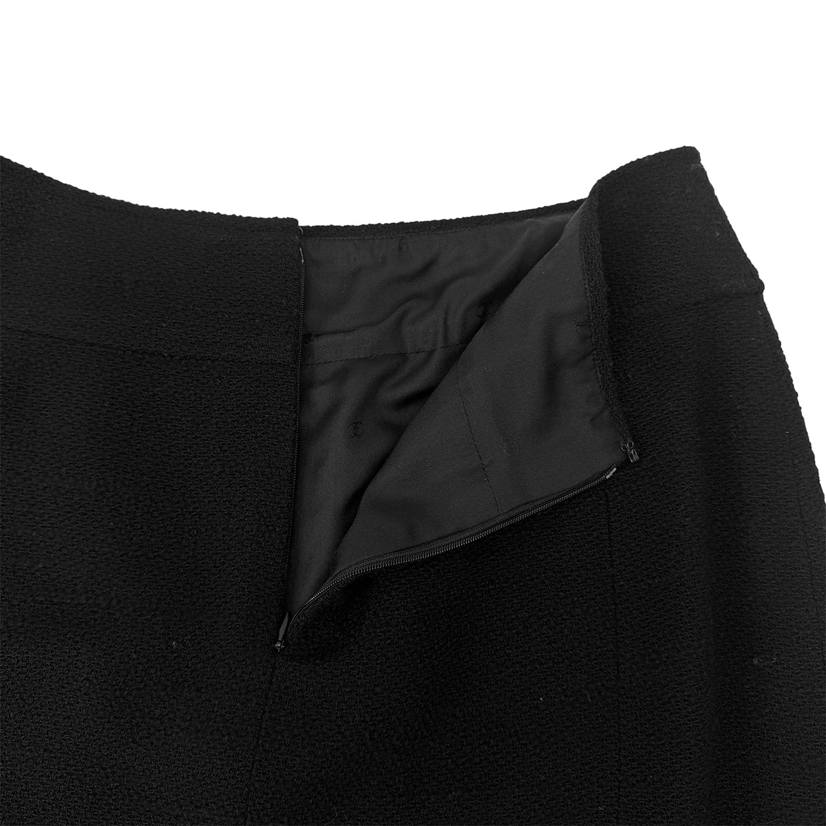 CHANEL BOUTIQUE VINTAGE COCO BUTTON JACKET SKIRT SET BLACK WOOL 42 98A RTW 90289558