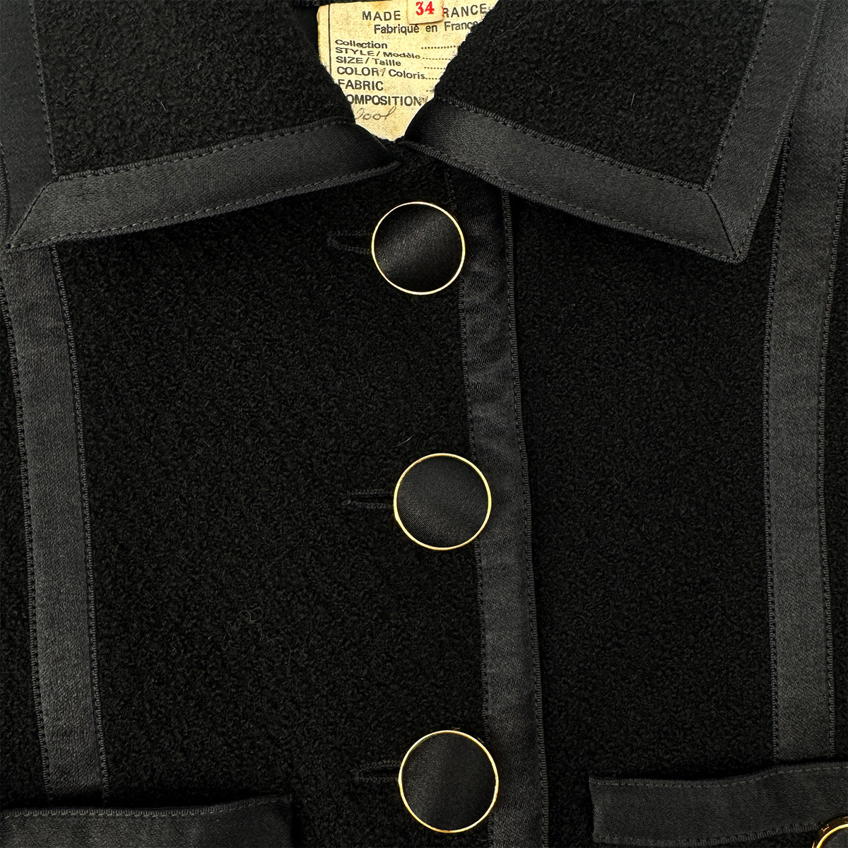 CHANEL VINTAGE JACKET BLACK WOOL 34 RTW 90289560