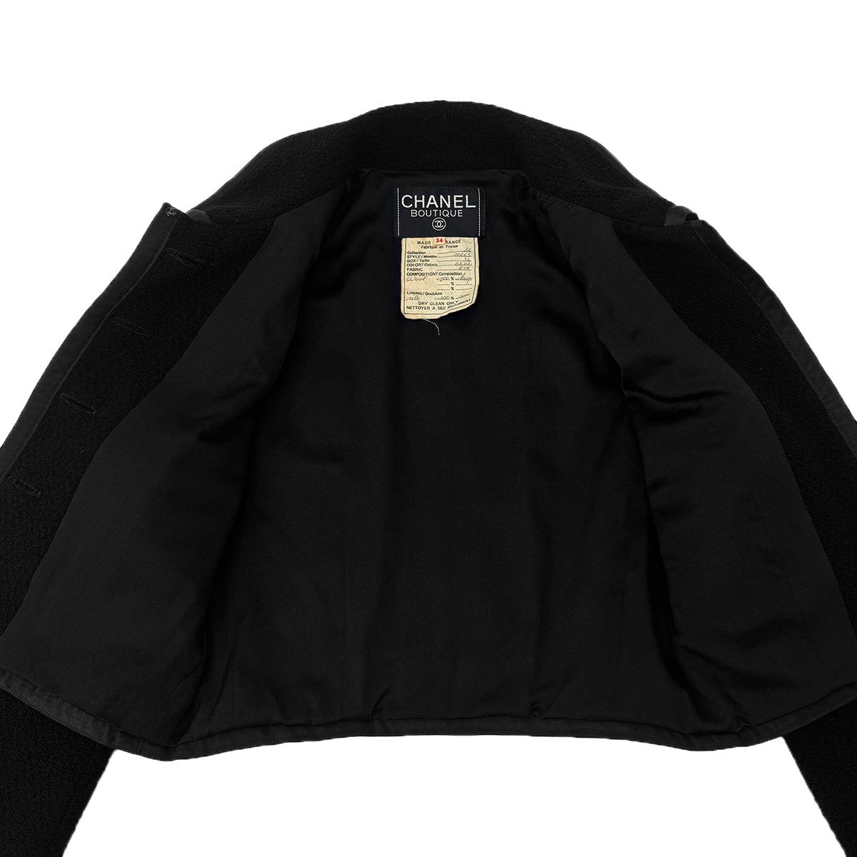CHANEL VINTAGE JACKET BLACK WOOL 34 RTW 90289560