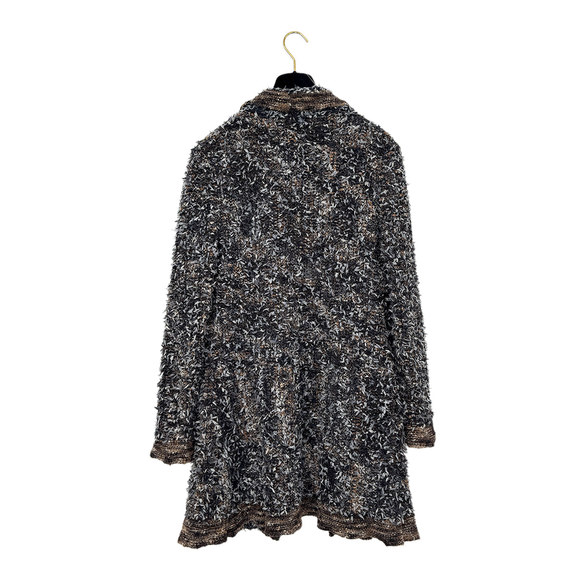 CHANEL VINTAGE LONG CARDIGAN COAT BROWN GRAY NYLON 38 97A RTW 90290213