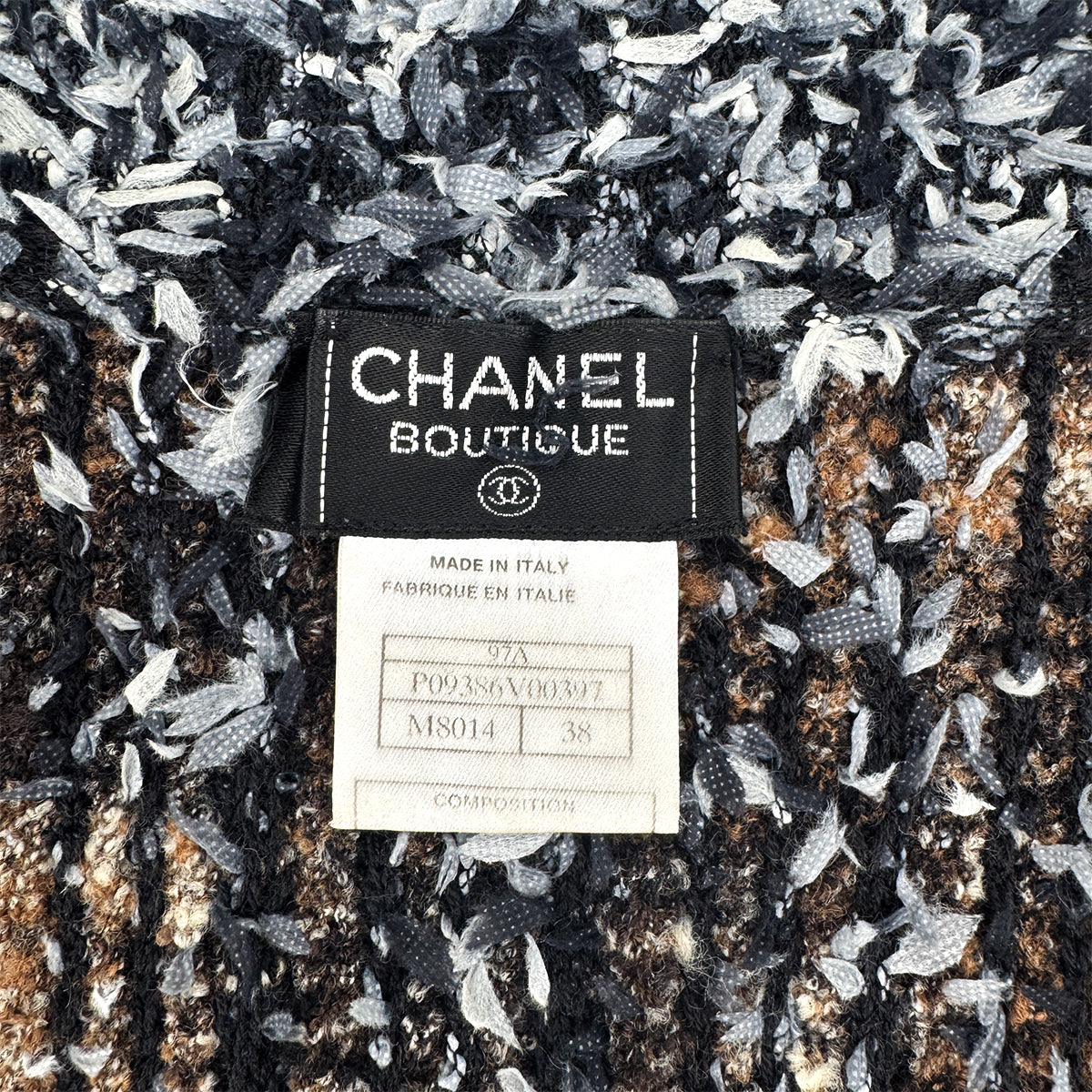 CHANEL VINTAGE LONG CARDIGAN COAT BROWN GRAY NYLON 38 97A RTW 90290213