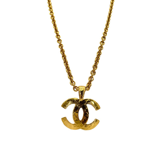 CHANEL VINTAGE NECKLACE COCOMARK MATELASSE GOLD ACCESSORY 94P 90290300