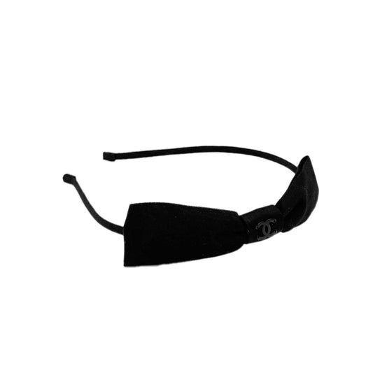 CHANEL HEADBAND COCOMARK RIBBON BLACK SILK HAIR ACCESSORY 23P 90290305