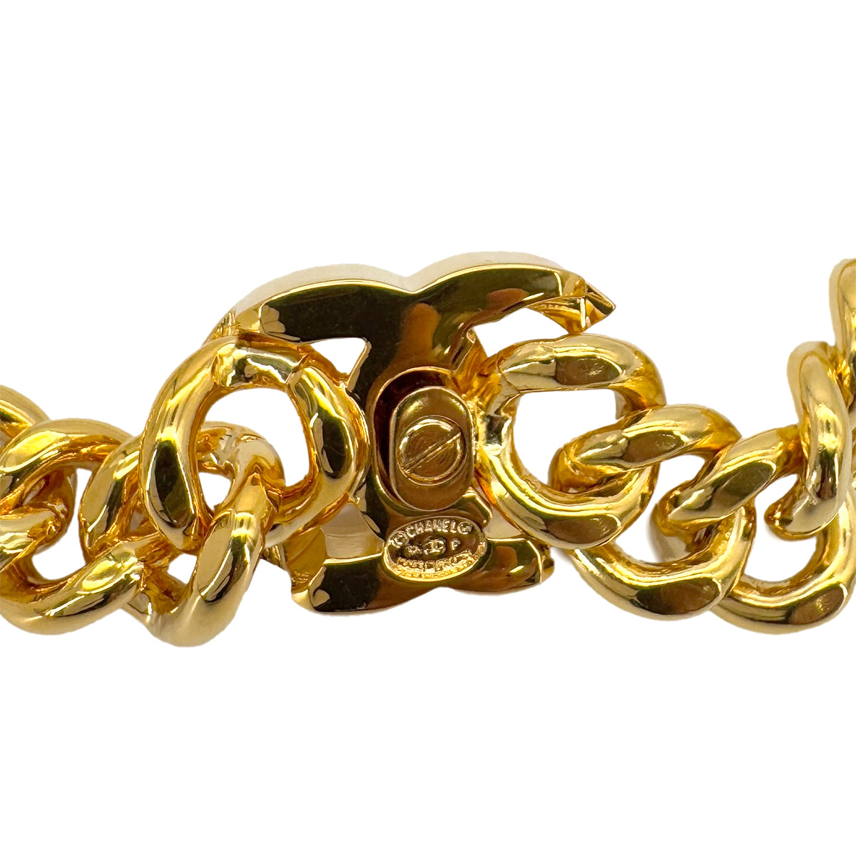 CHANEL VINTAGE NECKLACE COCOMARK TURN LOCK GOLD ACCESSORY 96P 90290314
