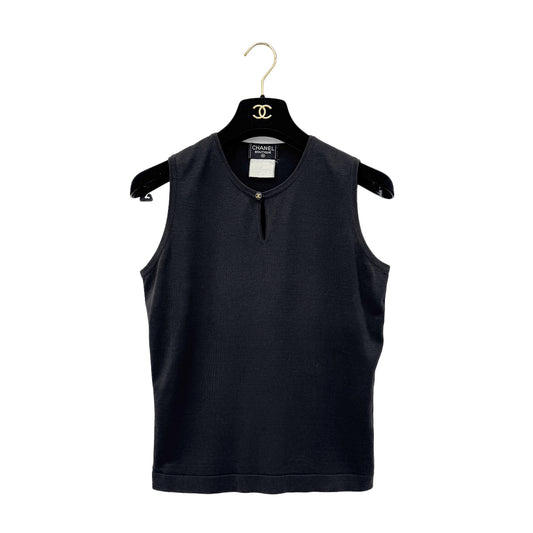 CHANEL COCO BUTTON SLEEVELESS TOPS BLACK RTW 38 97P RTW 90290318