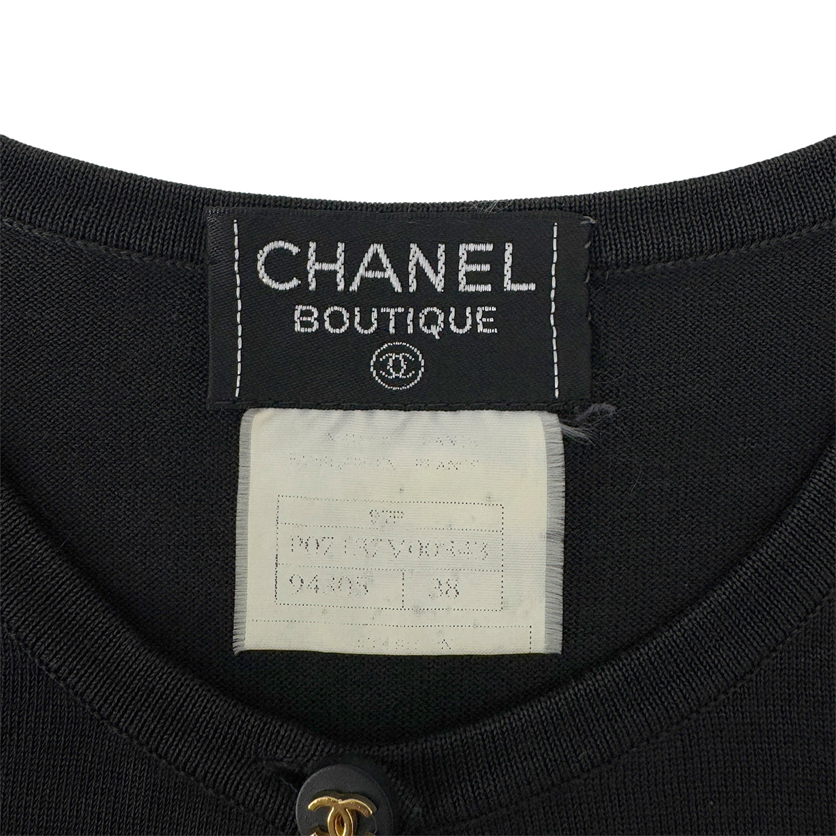 CHANEL COCO BUTTON SLEEVELESS TOPS BLACK RTW 38 97P RTW 90290318