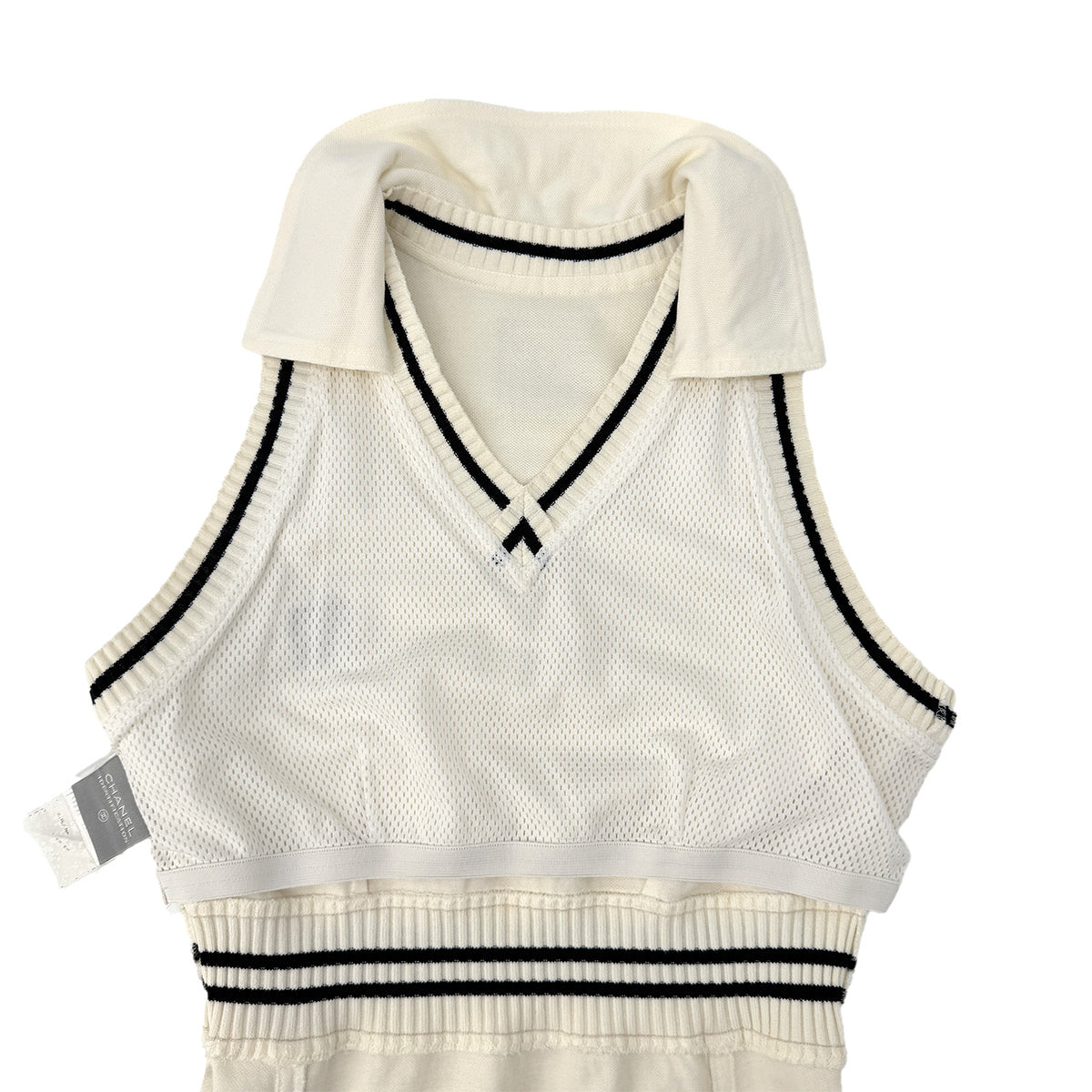CHANEL SPORTS LINE COCOMARK SLEEVELESS DRESS WHIYE COTTON 40 RTW 90290321